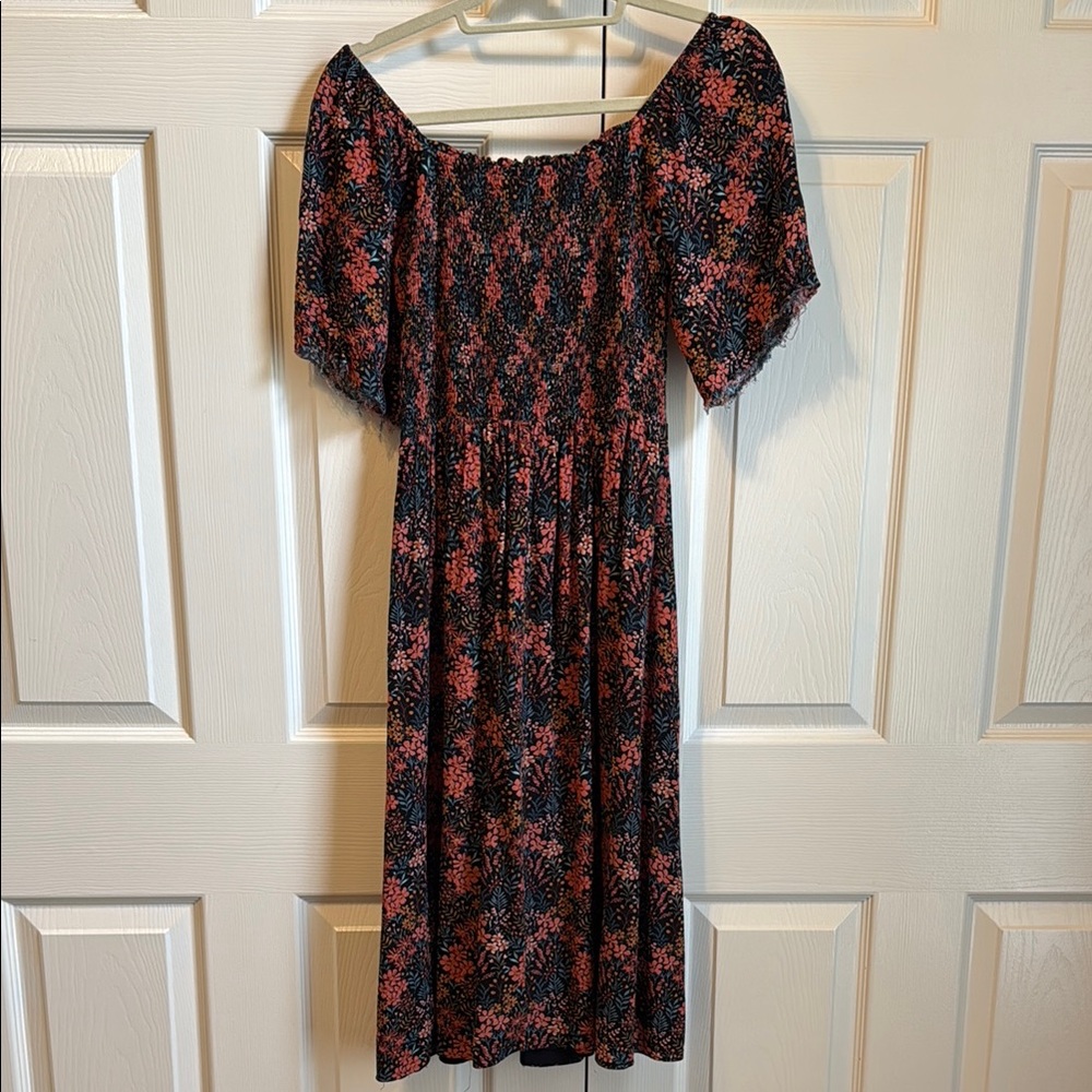 DR2 Black and Red Puff Sleeve Midi Sundress